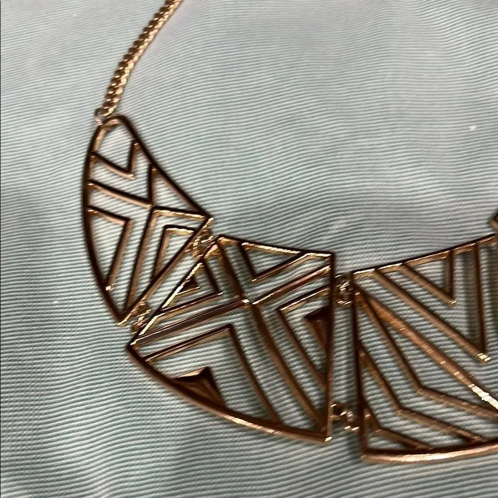 Lustrous Gold Geometric Statement Necklace